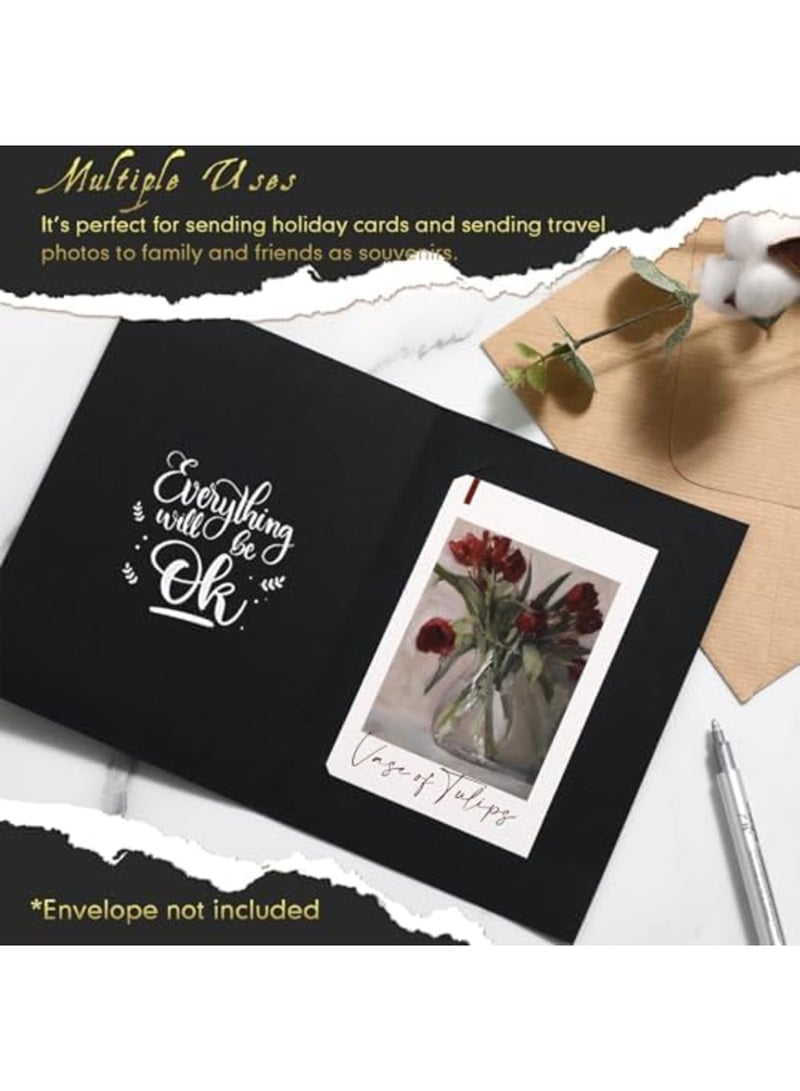 SYOSI 20 Pcs 5x7 Photo Folders, Stylish Cardboard Picture Frame Inserts, Ideal for Portraits, Note Cards, and Greetings, Black Photo Frames - Image 4