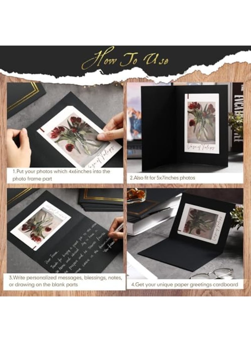 SYOSI 20 Pcs 5x7 Photo Folders, Stylish Cardboard Picture Frame Inserts, Ideal for Portraits, Note Cards, and Greetings, Black Photo Frames - Image 3