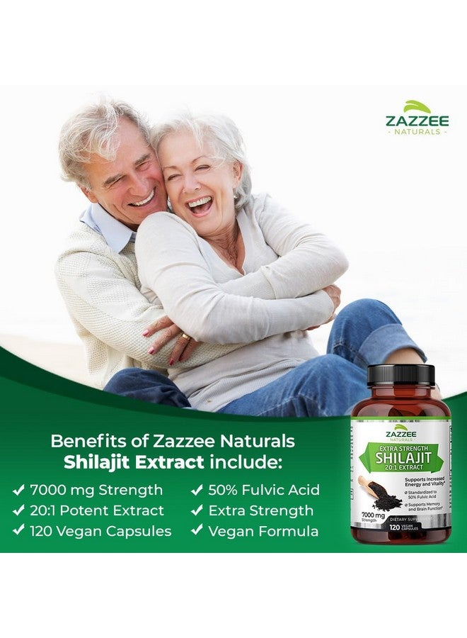 Zazzee 100% Pure Organic Himalayan Shilajit 20:1 Extract, 7000 mg Strength per Capsule, 50% Fulvic Acid, 120 Servings per Bottle, 20X Potency, Rich in Trace Minerals, Non-GMO, Vegan, Made in The USA - Image 3