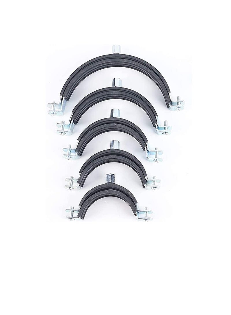 مشبك من الحديد المجلفن (GI) ذو برغيين وقابل للتعديل للخدمة الشاقة مع بطانة مطاطية أو غير مبطنة لدعم مواسير تثبيت السقف على الحائط ، شماعات حلقة منفصلة (4 بوصات ، عبوة من 5) - Image 1