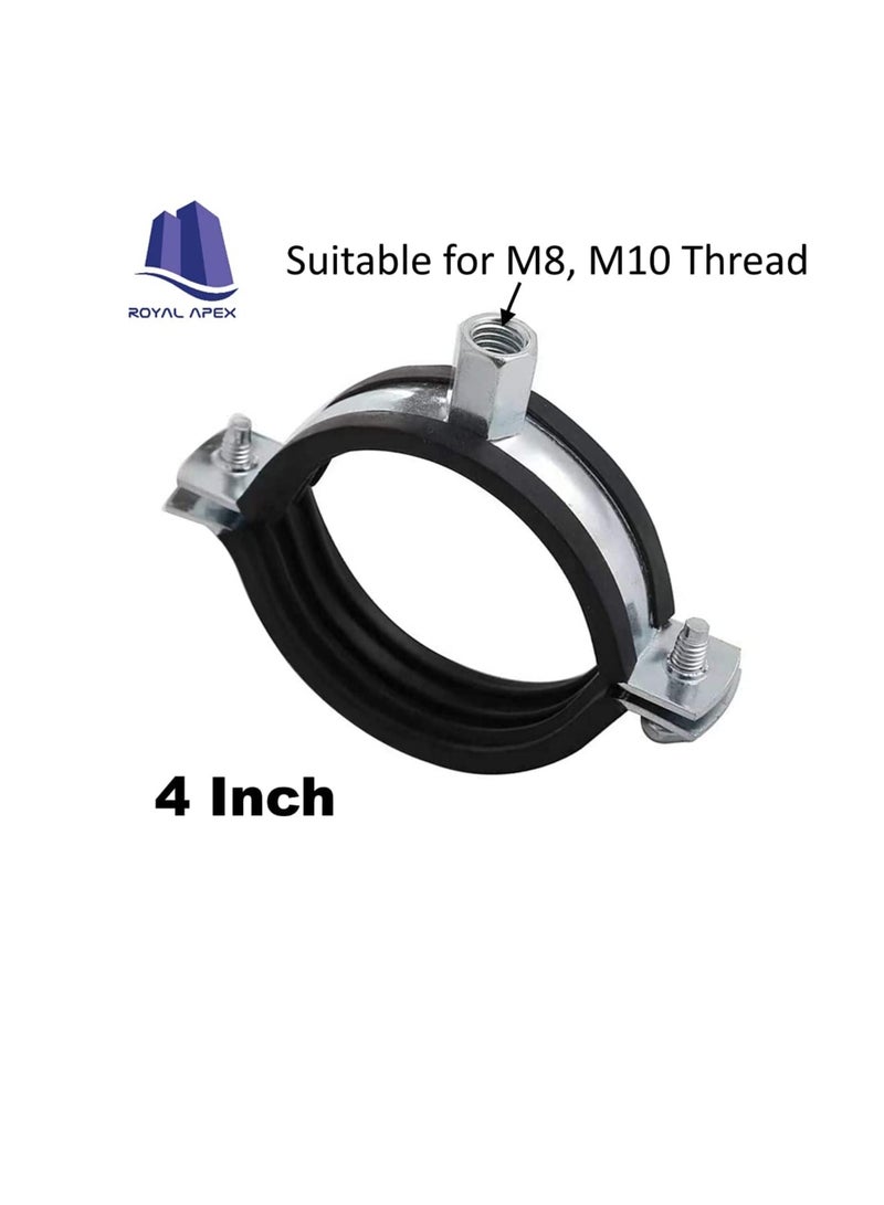 مشبك من الحديد المجلفن (GI) ذو برغيين وقابل للتعديل للخدمة الشاقة مع بطانة مطاطية أو غير مبطنة لدعم مواسير تثبيت السقف على الحائط ، شماعات حلقة منفصلة (4 بوصات ، عبوة من 5) - Image 2