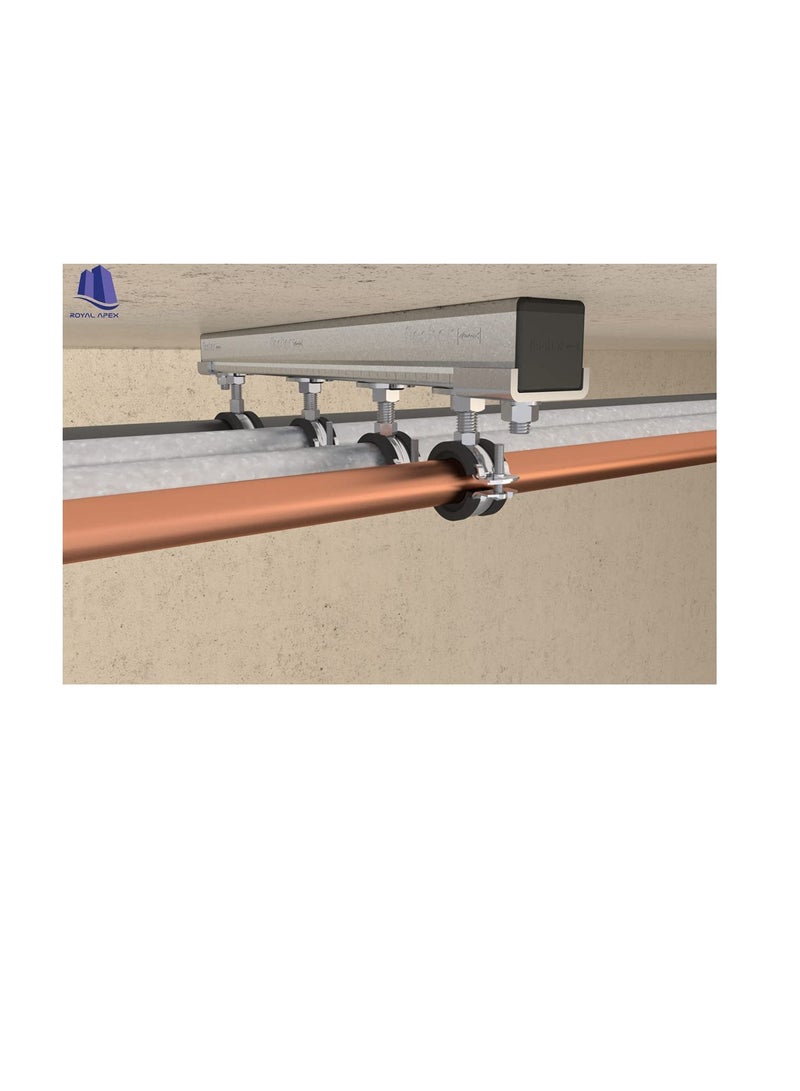 مشبك من الحديد المجلفن (GI) ذو برغيين وقابل للتعديل للخدمة الشاقة مع بطانة مطاطية أو غير مبطنة لدعم مواسير تثبيت السقف على الحائط ، شماعات حلقة منفصلة (4 بوصات ، عبوة من 5) - Image 3