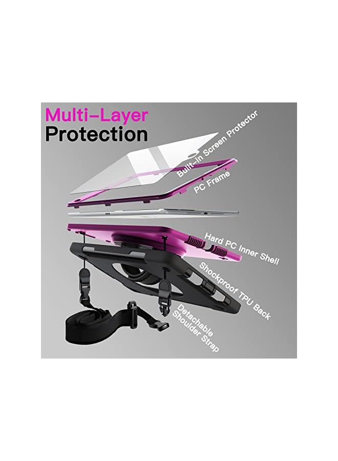 جي تيك حافظة لجهاز Ipad 10.2 بوصة الجيل التاسع والثامن والسابع 2021 2020 2019 مع واقي شاشة مدمج وغطاء لوحي متين مقاوم للصدمات وحزام يد دوار 360 درجة وحامل برقوقي - Image 3