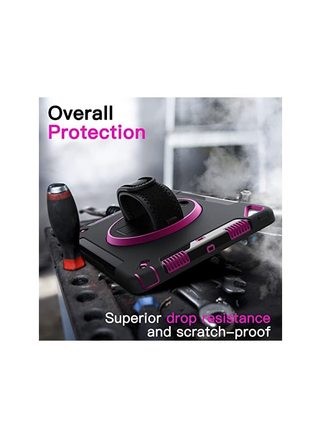 جي تيك حافظة لجهاز Ipad 10.2 بوصة الجيل التاسع والثامن والسابع 2021 2020 2019 مع واقي شاشة مدمج وغطاء لوحي متين مقاوم للصدمات وحزام يد دوار 360 درجة وحامل برقوقي - Image 4