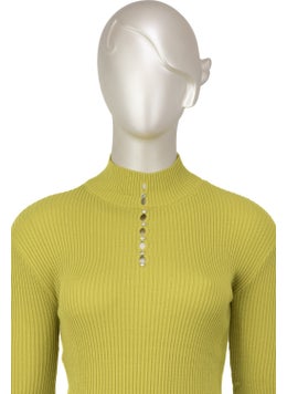 Oppland Women's Winter Stylish Stoned Half Collar Long Sleeve Fitted Lycra Knitted Knitwear Badi Sweater on the Chest  - Image 2