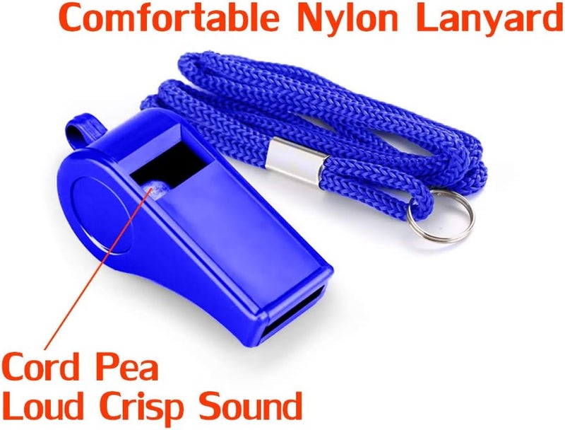 Hipat Whistle with Lanyard, 2 Packs Blue Plastic Whistles, Extra Loud Sports Whistles Great for Coach, Referee, Basketball, Lifeguard, Survival - Image 3