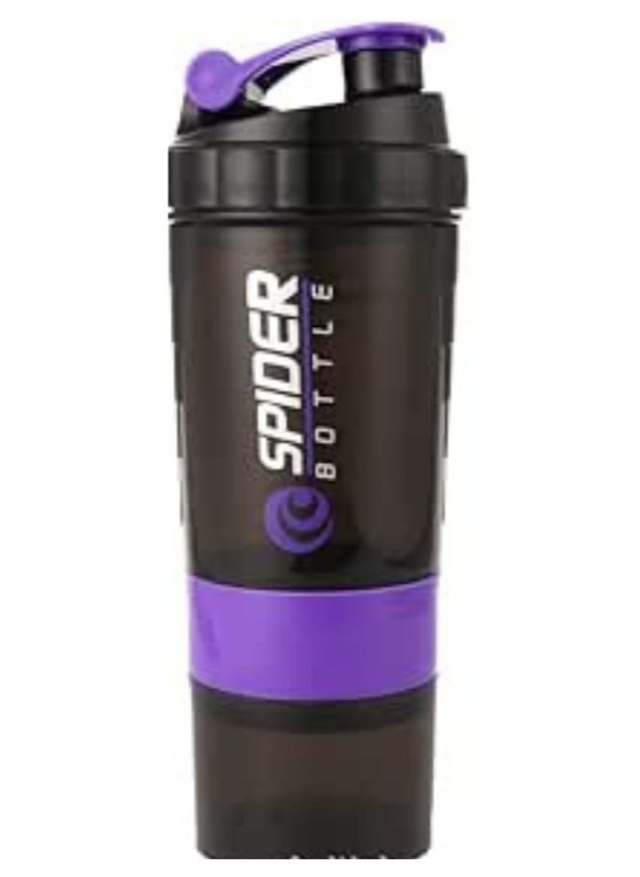 SPIDER Protein Shaker Bottle with Non Slip 3 Layer Twist Off - Purple, 500 ml  - Image 1