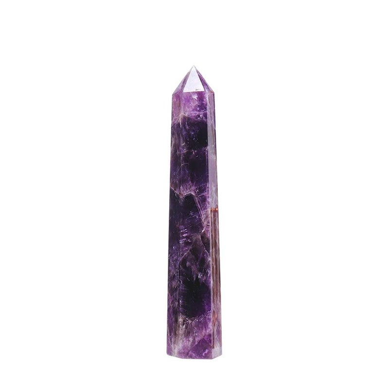 Apengshi Large Natural Dream Amethyst Healing Crystal Tower 5963 6 Faceted Single Point Chakra Crystal Wand Energy Meditation Stone Home Decor Collection Gift