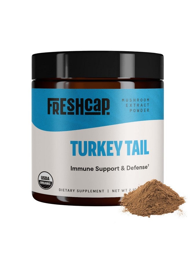 FreshCap Mushrooms مسحوق مستخلص فطر ذيل الديك الرومي العضوي من فريش كاب، عضوي من وزارة الزراعة الأمريكية 60 غرام، مكمل لحماية المناعة، يضاف إلى القهوة/الشاي/السماوثي، جسم ثمري حقيقي، بدون إضافات - Image 2