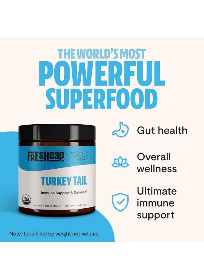 FreshCap Mushrooms مسحوق مستخلص فطر ذيل الديك الرومي العضوي من فريش كاب، عضوي من وزارة الزراعة الأمريكية 60 غرام، مكمل لحماية المناعة، يضاف إلى القهوة/الشاي/السماوثي، جسم ثمري حقيقي، بدون إضافات - Image 3