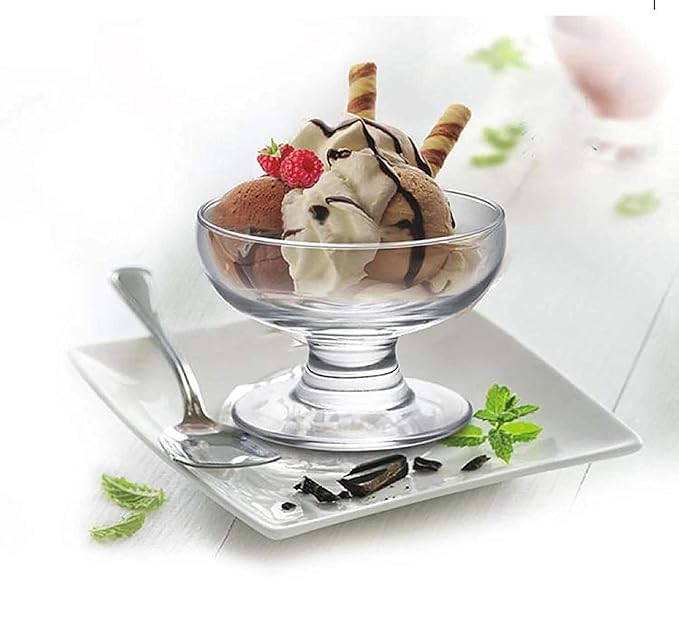 RAAHA RAAHA 300ML Ice Cream Glasses Cups Dishes for Desserts MilkshakeFruit and Pudding Glass Serving Bowls Perfect for Home Restaurants and Parties Dishwasher Safe Set of 6  - Image 2