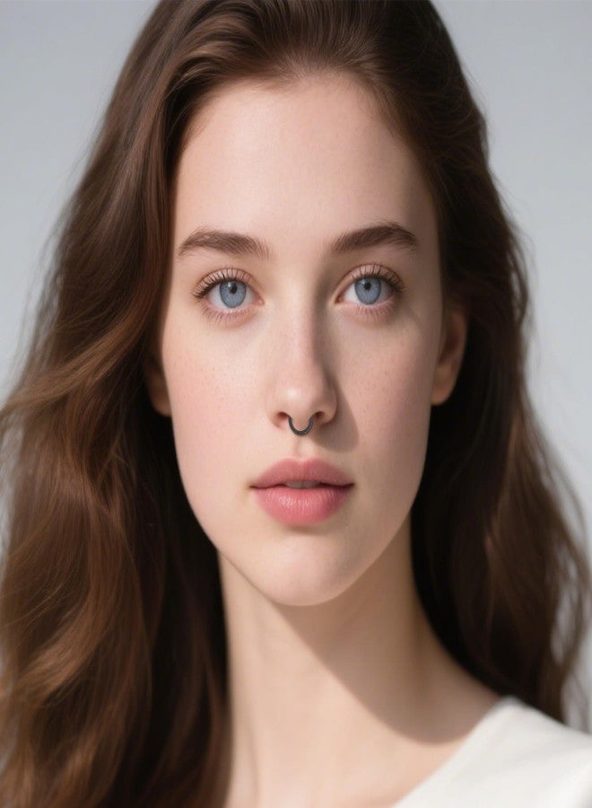 D.Bella Fake Septum Piercing Faux Nose Rings Hoop Stainless Steel Faux Lip Ear Nose Septum Ring Non Piercing Clip On Nose Hoop Rings Body Piercing Jewelry, Metal, stainless steel - Image 5
