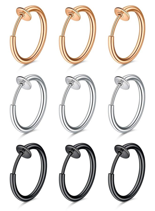D.Bella Fake Septum Piercing Faux Nose Rings Hoop Stainless Steel Faux Lip Ear Nose Septum Ring Non Piercing Clip On Nose Hoop Rings Body Piercing Jewelry, Metal, stainless steel - Image 1