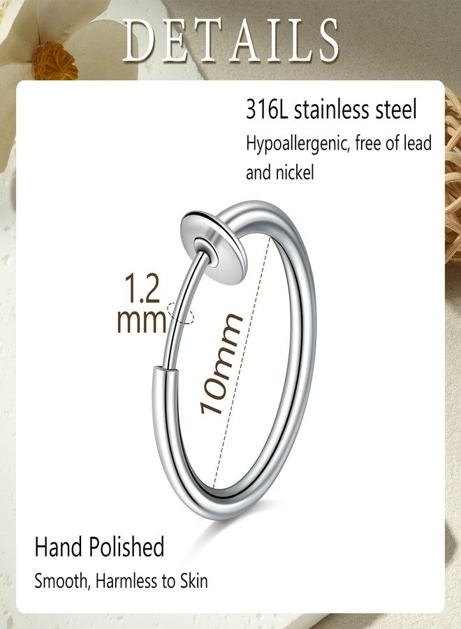 D.Bella Fake Septum Piercing Faux Nose Rings Hoop Stainless Steel Faux Lip Ear Nose Septum Ring Non Piercing Clip On Nose Hoop Rings Body Piercing Jewelry, Metal, stainless steel - Image 2