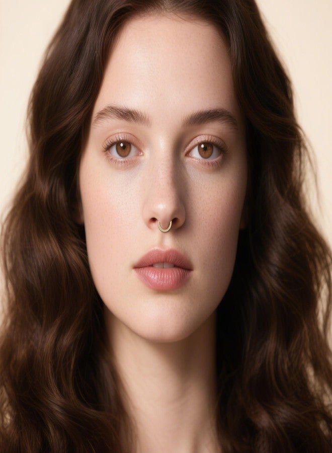 D.Bella Fake Septum Piercing Faux Nose Rings Hoop Stainless Steel Faux Lip Ear Nose Septum Ring Non Piercing Clip On Nose Hoop Rings Body Piercing Jewelry, Metal, stainless steel - Image 4