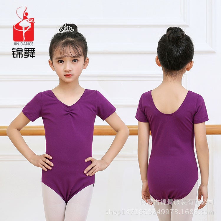 Factory special wholesale childrens clothing jumpsuit ballet dance clothes childrens practice clothes bow parent-child Purple 