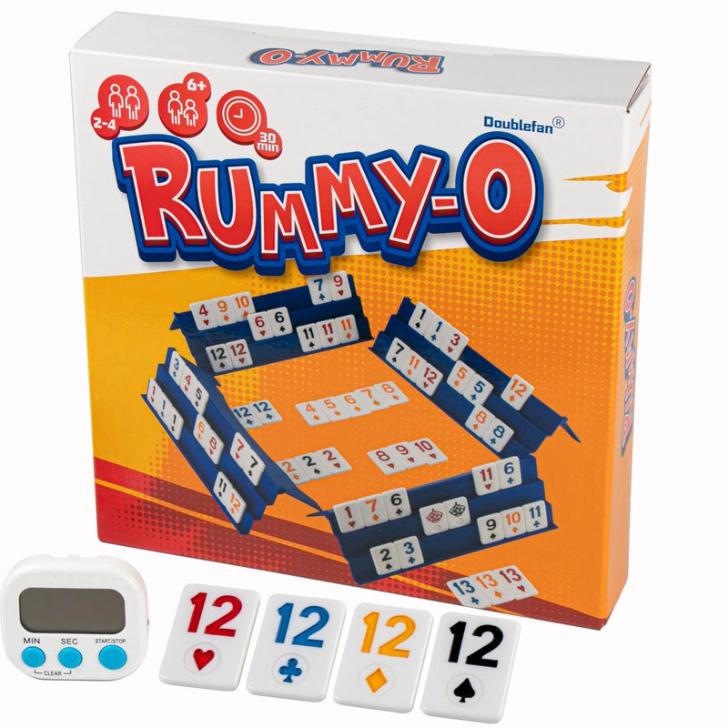 Doublefan Upgraded Rummy GameRummyO with Color Unique Poker Playing WayRummy Cube Orginal Classic Board Game for Adult and Kids106 Tiles 4 Playing Rack 1 Timing 1 Dice 24 Players - Image 3