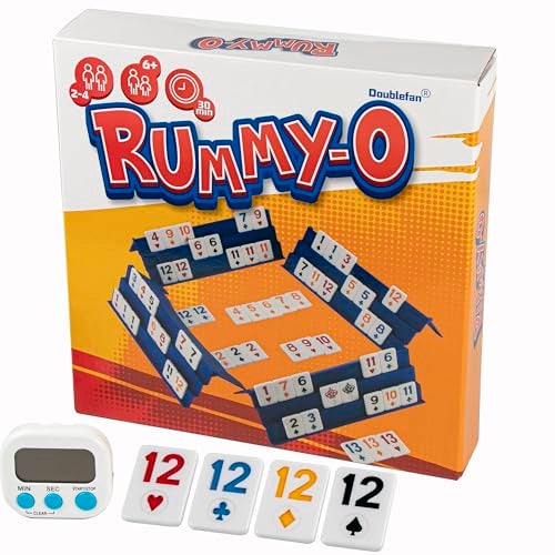 Doublefan Upgraded Rummy GameRummyO with Color Unique Poker Playing WayRummy Cube Orginal Classic Board Game for Adult and Kids106 Tiles 4 Playing Rack 1 Timing 1 Dice 24 Players - Image 1
