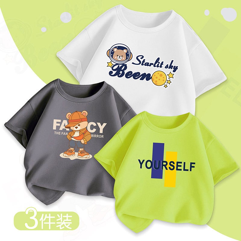 Boys' Short-Sleeved T-Shirt Summer Kidsren'S Summer Half-Sleeved Pure Cotton Medium And Large Kidsren'S Clothing Summer Style Tops - Image 4