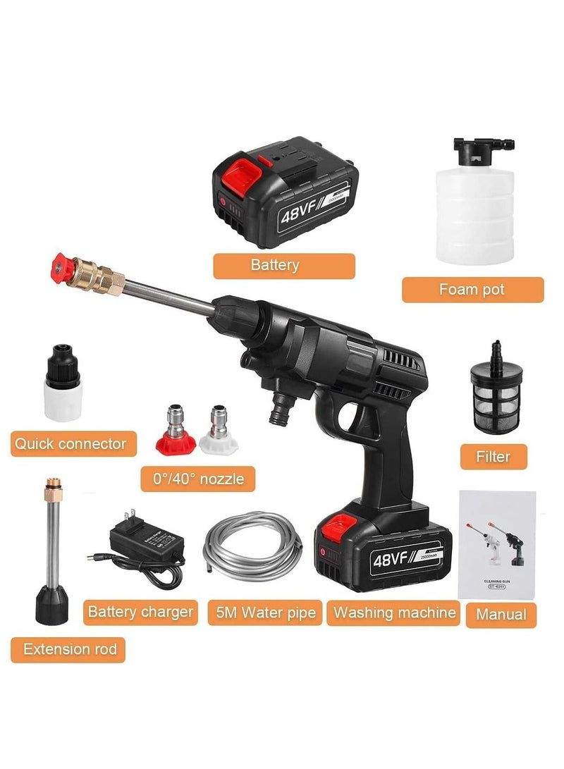 48V Cordless Portable Washer Electric High Pressure Cleaner Machine 200W 30 Bar Lithium Handheld Car Cleaning Device With Foam Generator Nozzle Water Pump - Image 5