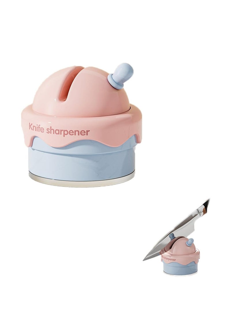 Ice Cream Suction Cup Whetstone, Cute Mini Kitchen Knife Sharpener, Simple Small Knife Sharpener (Pink)  - Image 1