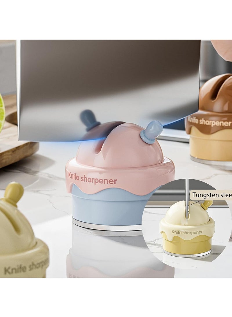 Ice Cream Suction Cup Whetstone, Cute Mini Kitchen Knife Sharpener, Simple Small Knife Sharpener (Pink)  - Image 3