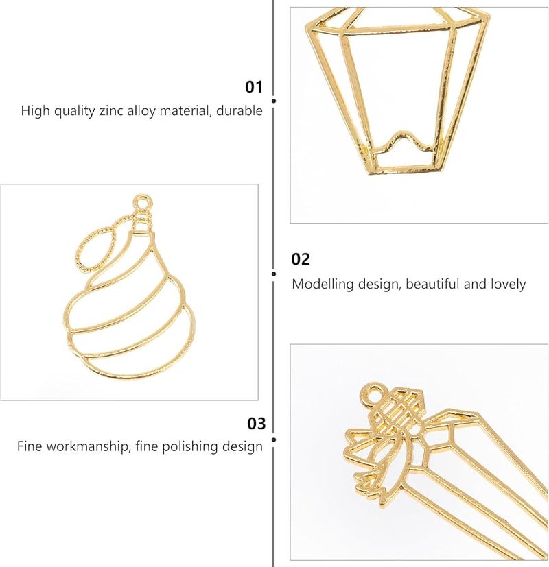 VILLCASE 20 قطعة إطارات قلادة مجوفة مجموعة صنع مجوهرات DIY للقلائد والأساور وسلاسل المفاتيح - Image 3