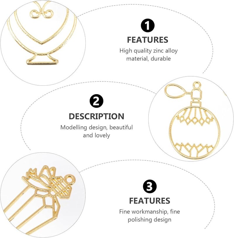 VILLCASE 20 قطعة إطارات قلادة مجوفة مجموعة صنع مجوهرات DIY للقلائد والأساور وسلاسل المفاتيح - Image 2