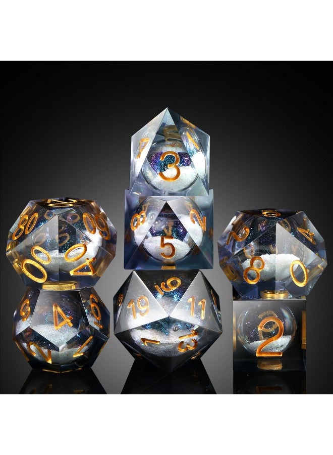 DNDND Liquid Sharp Edge Dnd Dice, A Full Set Of Liquid D&D Die With Gift Case For Dungeons And Dragon Game (Grey Liquid) - Image 1
