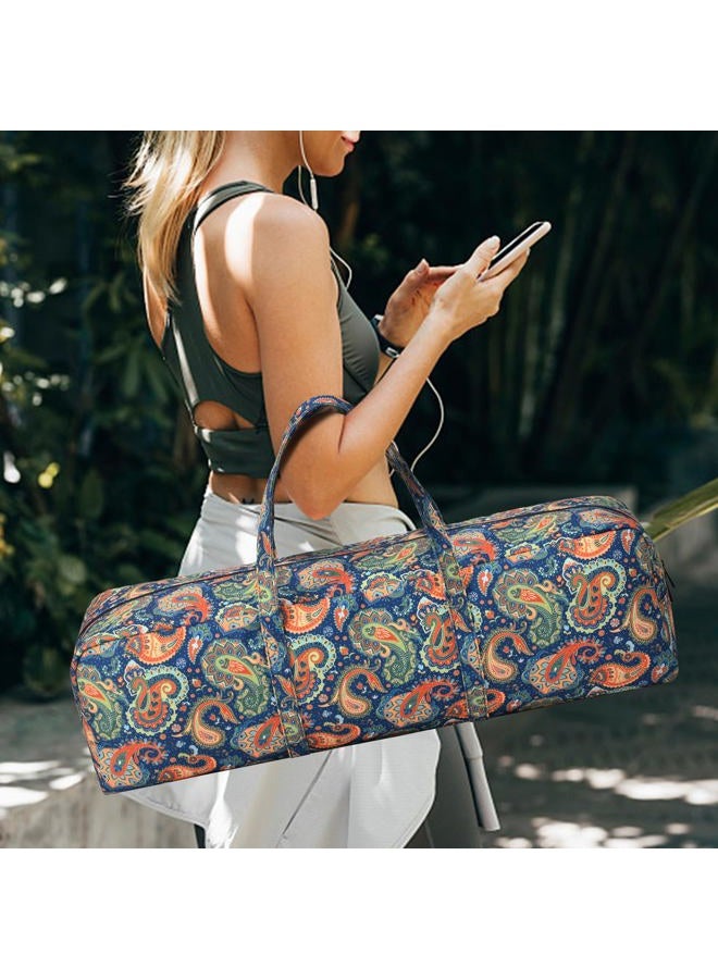 BOULDER BEE | Yoga Mat Bag | Large Yoga Mat Carrier with Wet Pocket | Yoga Gifts | Gym Tote Bag for Women | Paisley Patterns (Green) - Image 2