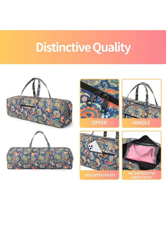 BOULDER BEE | Yoga Mat Bag | Large Yoga Mat Carrier with Wet Pocket | Yoga Gifts | Gym Tote Bag for Women | Paisley Patterns (Green) - Image 3