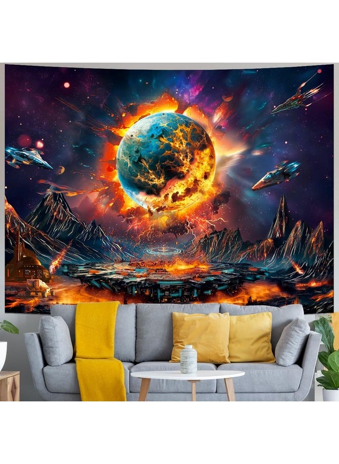 Generleo Generleo Planet Tapestry Galaxy Space Tapestry Psychedelic Universe Nebula Tapestry Mysterious Mountain UFO Tapestry Starry Sky Tapestry Wall Hanging for Bedroom Decor  - Image 4