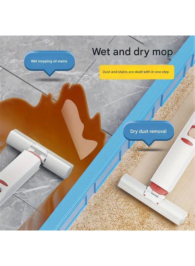 Upgraded Mini Handheld Mop with No Wash Design Kitchen Bathroom Oil Cleaning Foldable Storage 1 Mop 3 Sponge Heads - Image 4