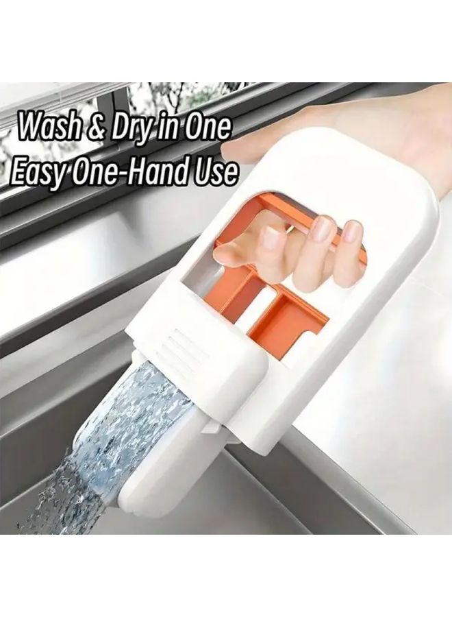 Upgraded Mini Handheld Mop with No Wash Design Kitchen Bathroom Oil Cleaning Foldable Storage 1 Mop 3 Sponge Heads - Image 3