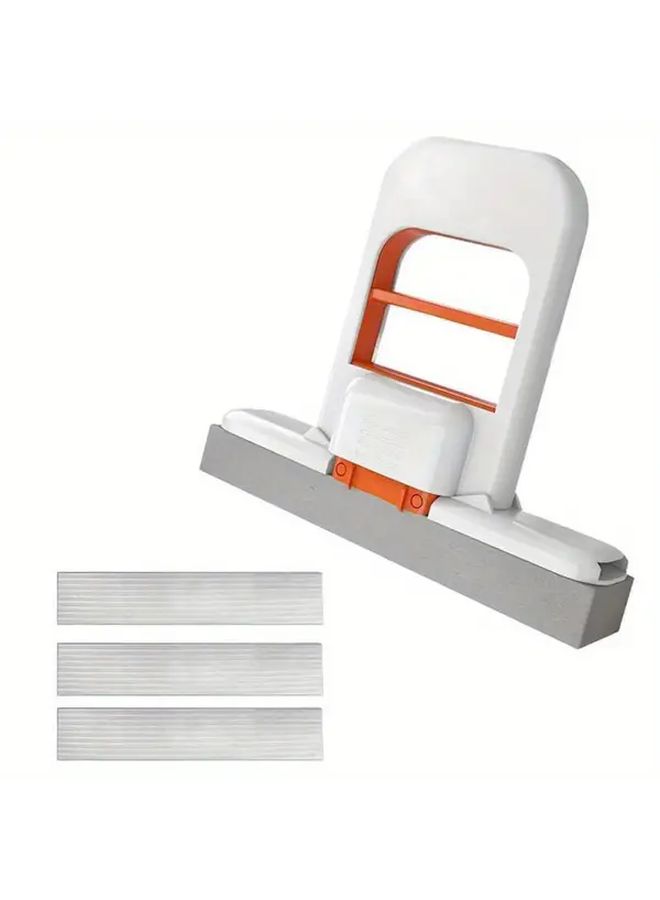 Upgraded Mini Handheld Mop with No Wash Design Kitchen Bathroom Oil Cleaning Foldable Storage 1 Mop 3 Sponge Heads - Image 5
