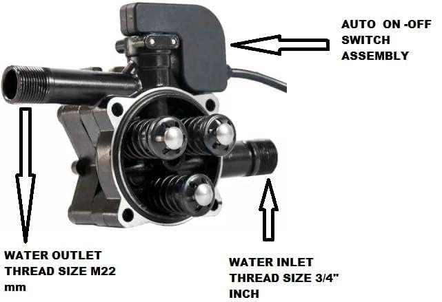 VIPARTH Pressure Washer Pump Head Assembly Set with Auto-Cut Off Switch | Free Brass Inlet Filter | Universal Compatibility | Heavy Duty Head || Black - Image 3