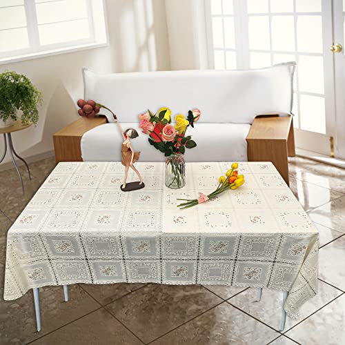 iSamzan Waterproof OilProof Vinyl Table Cover, Plastic Lace Tablecloth for Rectangle Table, Textured Home Decor for Parties, Dining, Kitchen, Outdoor - Image 5