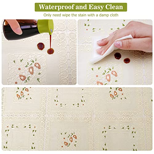 iSamzan Waterproof OilProof Vinyl Table Cover, Plastic Lace Tablecloth for Rectangle Table, Textured Home Decor for Parties, Dining, Kitchen, Outdoor - Image 4
