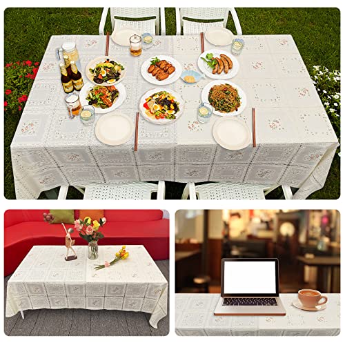 iSamzan Waterproof OilProof Vinyl Table Cover, Plastic Lace Tablecloth for Rectangle Table, Textured Home Decor for Parties, Dining, Kitchen, Outdoor - Image 3