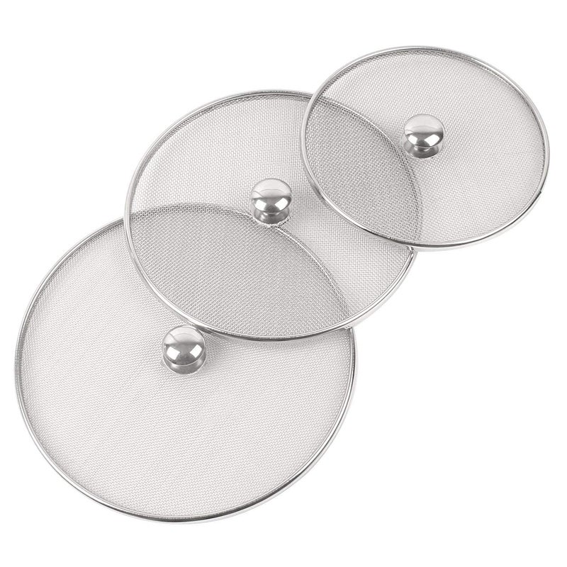 faas faas Stainless Steel Food CoverMilk Cover JaliSteel JaliMultipurpose Net Lid Set of 3 Pcs 7 8 9 Inches  - Image 1