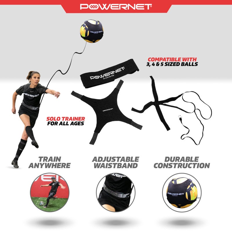 PowerNet Solo Rebounder, Adjustable Soccer Ball Skill Trainer for Kicking, Throwing & Juggling, Indoor Outdoor Soccer Training Equipment, Fits Ball Sizes 3, 4, and 5 - Image 3