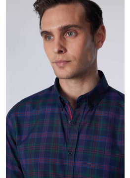Tudors Slim Fit Long Sleeve Button Collar Checked Cotton Easy Iron Men's Shirt  - Image 3