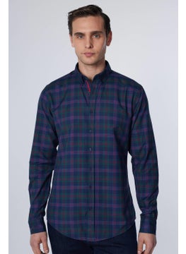 Tudors Slim Fit Long Sleeve Button Collar Checked Cotton Easy Iron Men's Shirt  - Image 2