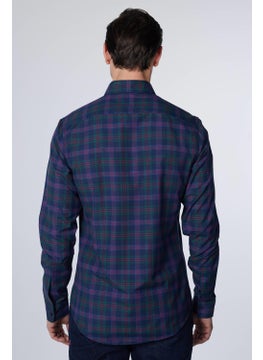 Tudors Slim Fit Long Sleeve Button Collar Checked Cotton Easy Iron Men's Shirt  - Image 5