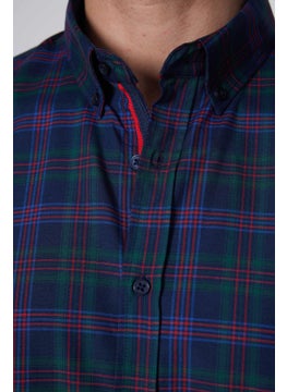 Tudors Slim Fit Long Sleeve Button Collar Checked Cotton Easy Iron Men's Shirt  - Image 4