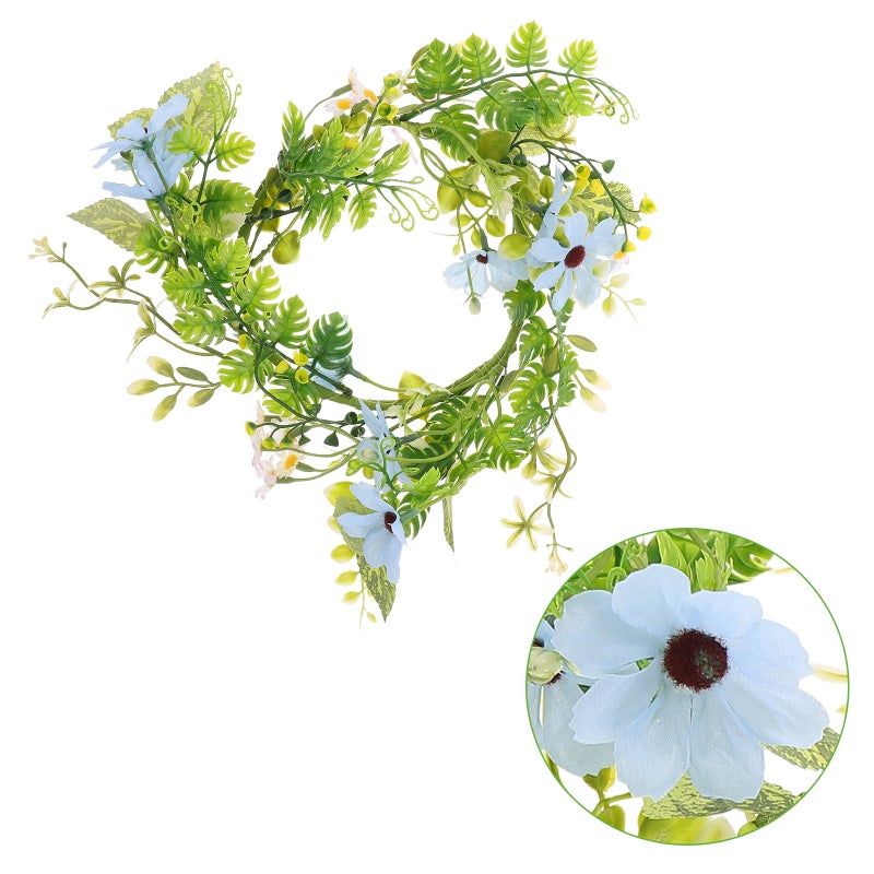 Romantic Faux Floral Candle Wreath Holder Flower Candle Wedding Table Centerpiece Party Decoration Door Hanging Seasonal Home Decor - Image 1