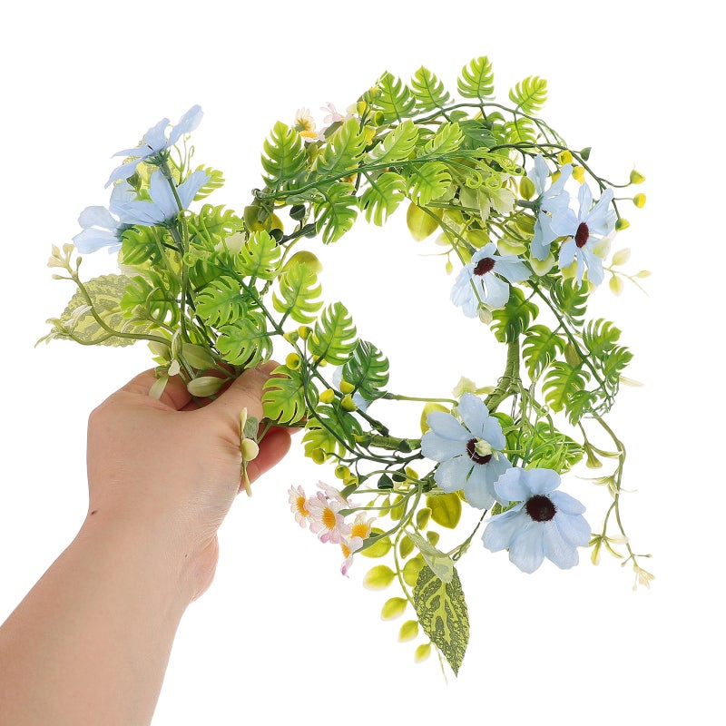 Romantic Faux Floral Candle Wreath Holder Flower Candle Wedding Table Centerpiece Party Decoration Door Hanging Seasonal Home Decor - Image 5