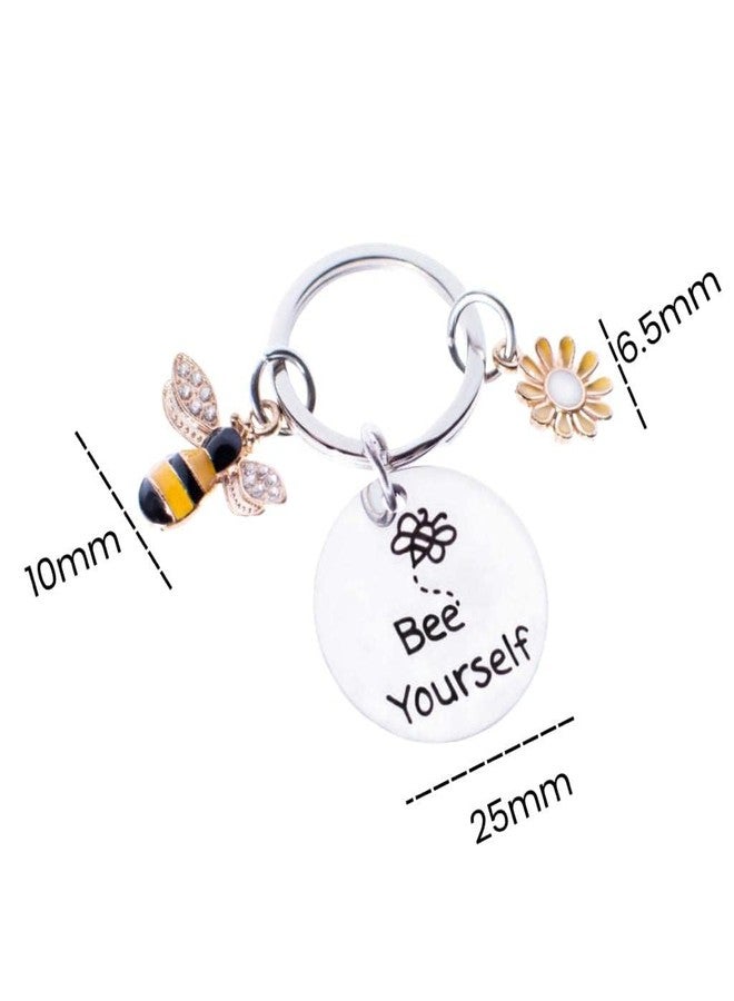 Pmeixcy Bee Keyring, Cute Daisy Keychain for Women, Girls Keyrings, Bee Gifts for Women, Bees Yourself Engraved Bee Keychain - Inspirational Christmas Gift for Womens Men Colleagues Friends - Image 2