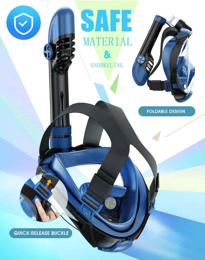 Greatever G2 Full Face Snorkel Mask with Latest Dry Top System,Foldable 180 Degree Panoramic View Snorkeling Mask with Camera Mount,Safe Breathing,Anti-Leaku0026Anti-Fog - Image 4