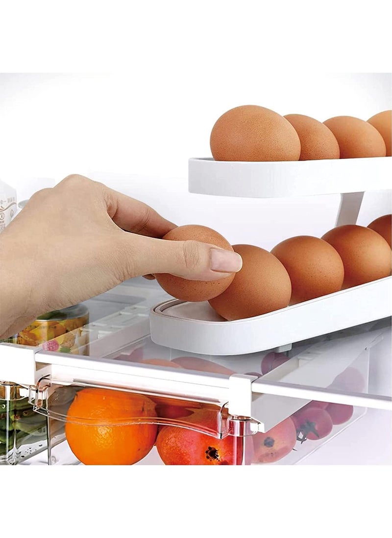 SHUBHPETAL SHUBHPETAL Polypropylene 2Tier Rolling Egg Dispenser For 1214 Eggs SpaceSaving And Durable Storage Solution With GravityFed Design Ideal For Fridge And Pantry White Rectangular  - Image 4